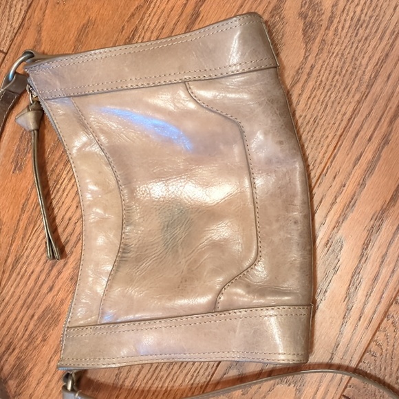 Frye Melisa zipper grey leather crossbody purse - Picture 4 of 8
